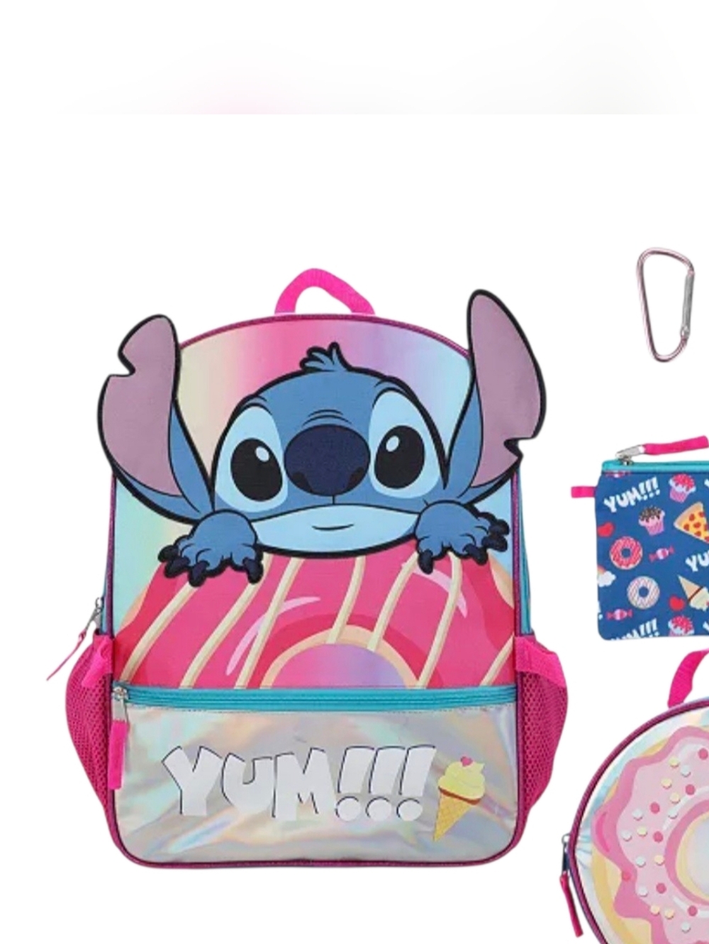 Stitch Pink Kids Backpack Set with Donut Lunch Bag